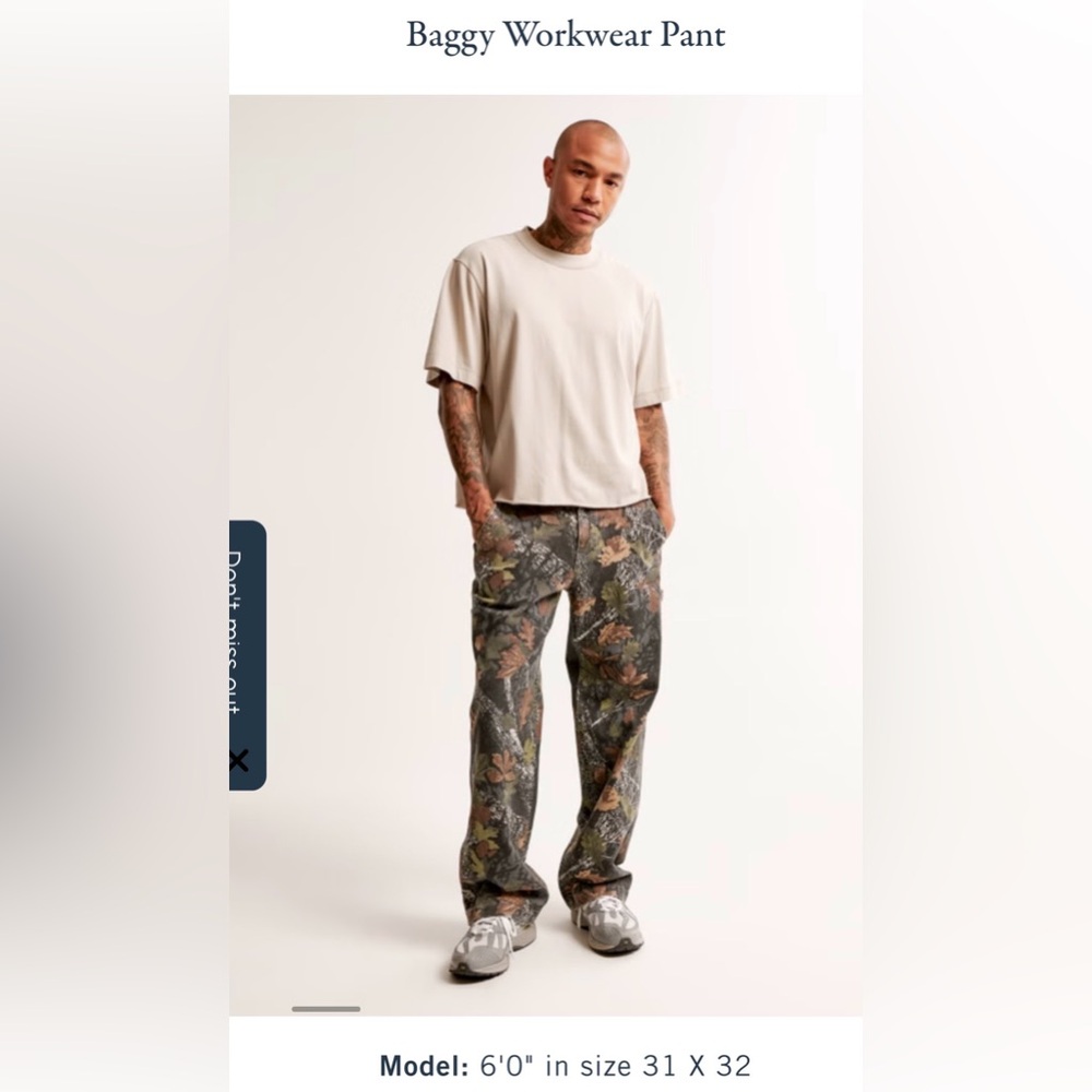Abercrombie & Fitch Camouflage Cargo Pants baggy workwear streetwear 29/30